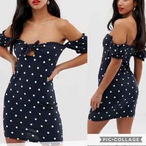 Off shoulder polka dot dress - XS